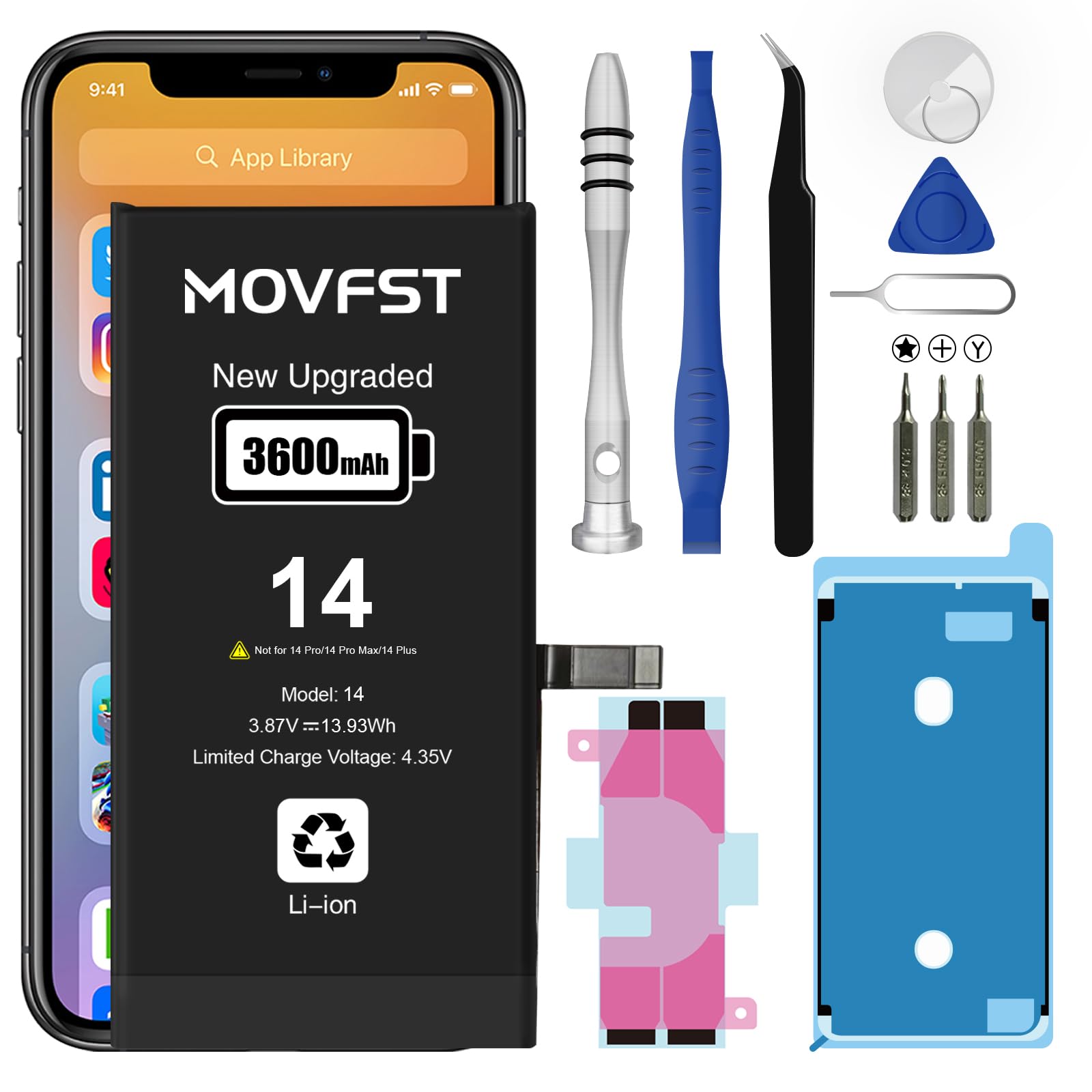 Amazon.com: MOVFST Replacement for iPhone 14 Battery,3600mAh